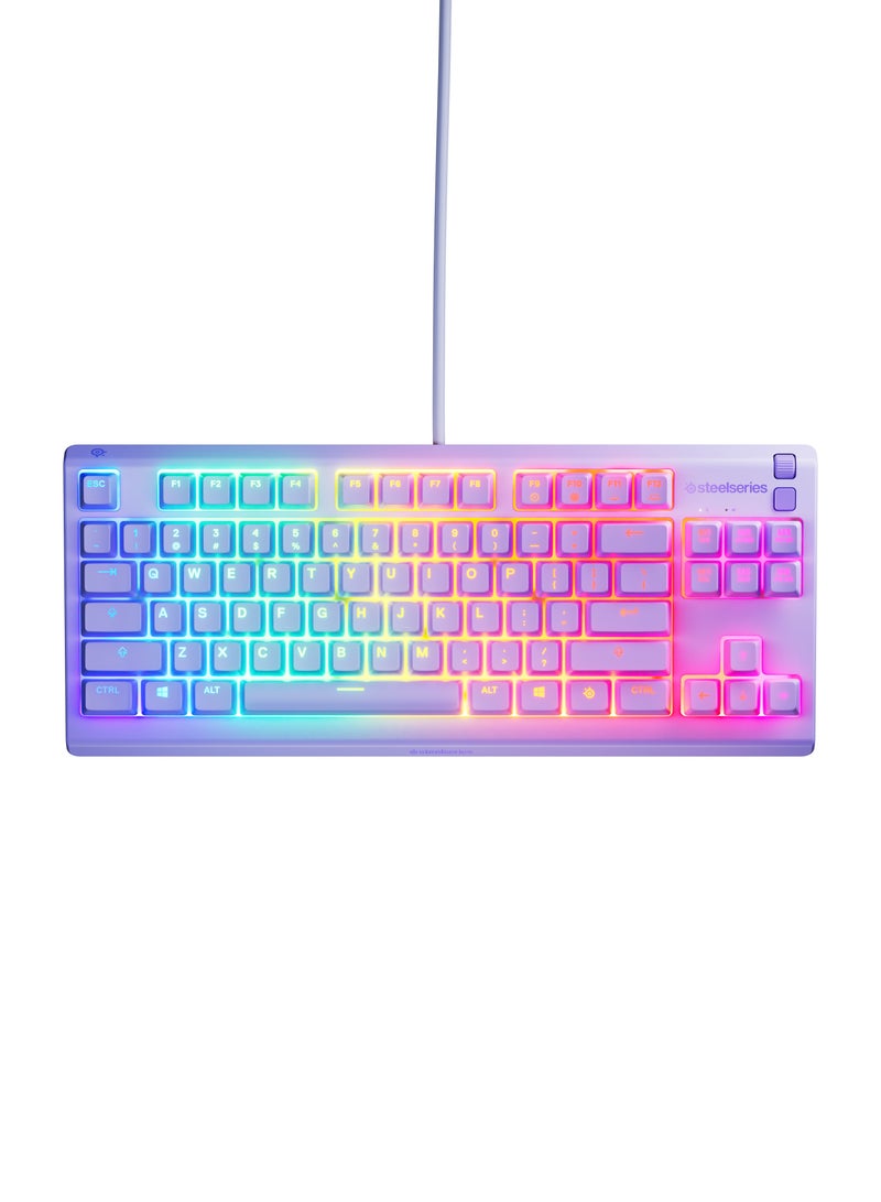 ستيل سيريز لوحة مفاتيح الألعاب Apex 3 TKL RGB بإضاءة USB 10 مناطق RGB مقاومة للماء IP32 مع مسند معصم مغناطيسي متميز - لافندر - Image 1