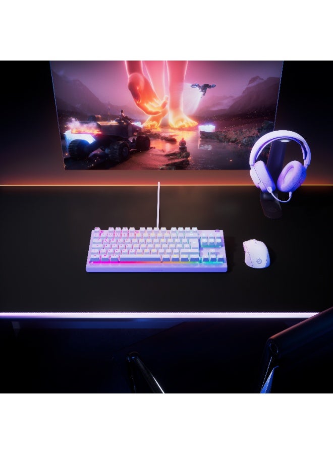 ستيل سيريز لوحة مفاتيح الألعاب Apex 3 TKL RGB بإضاءة USB 10 مناطق RGB مقاومة للماء IP32 مع مسند معصم مغناطيسي متميز - لافندر - Image 4