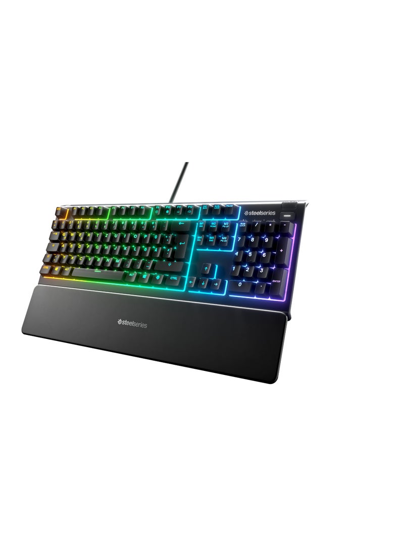 ستيل سيريز لوحة مفاتيح الألعاب Apex 3 RGB مع إضاءة USB 10 مناطق RGB مقاومة للماء IP32 مع مسند معصم مغناطيسي - أسود AR - Image 2