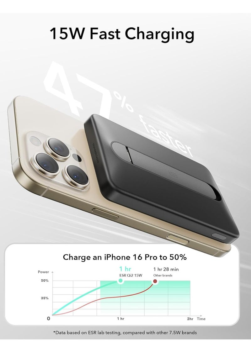 اي اس ار 6000 mAh Kickstand Magentic Wireless Power Bank Black - Image 5