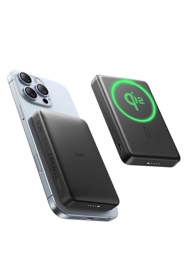 اي اس ار بنك الطاقة، شاحن محمول مدمج للغاية مع MagSafe، معتمد Qi2 15W حزمة بطارية فائقة السرعة - شاحن MagSlim مع كابل - Image 1