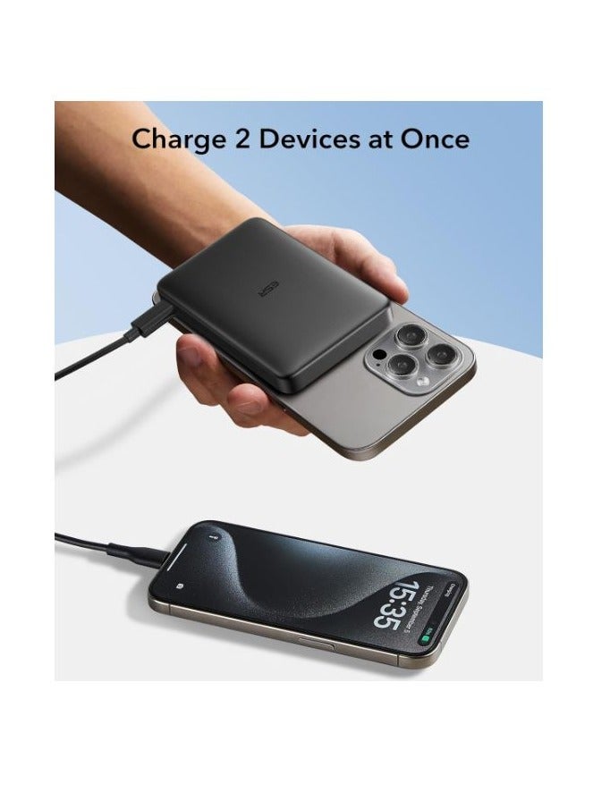 اي اس ار بنك الطاقة، شاحن محمول مدمج للغاية مع MagSafe، معتمد Qi2 15W حزمة بطارية فائقة السرعة - شاحن MagSlim مع كابل - Image 4