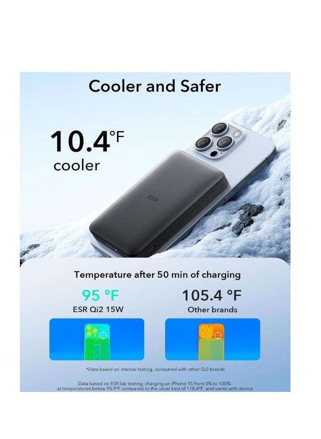 اي اس ار بنك الطاقة، شاحن محمول مدمج للغاية مع MagSafe، معتمد Qi2 15W حزمة بطارية فائقة السرعة - شاحن MagSlim مع كابل - Image 3