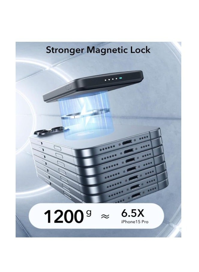 اي اس ار بنك الطاقة، شاحن محمول مدمج للغاية مع MagSafe، معتمد Qi2 15W حزمة بطارية فائقة السرعة - شاحن MagSlim مع كابل - Image 5