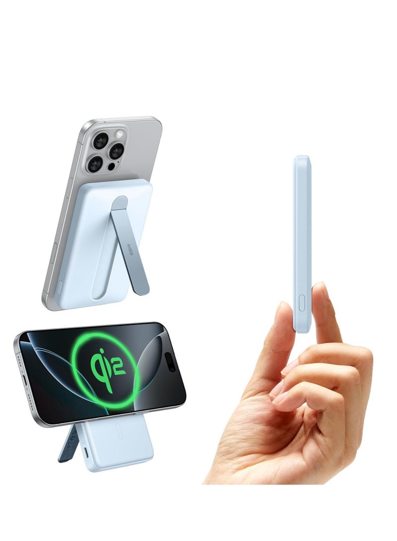 ESR 6000 mAh Mini Kickstand  Magentic Wireless Power Bank Light Blue - Image 1