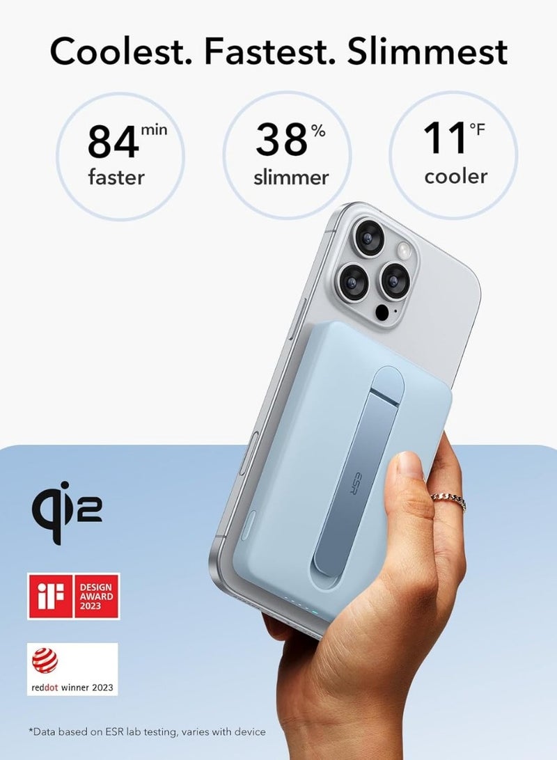 ESR 6000 mAh Mini Kickstand  Magentic Wireless Power Bank Light Blue - Image 3