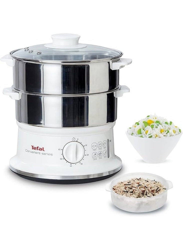 Tefal VC1451 Steam Cooker, 2 Stainless Steel Containers, 6 L Capacity, 24 cm Diameter, Timer and Automatic Shut-off, 900 W multicolour 6 LLiters - Image 2