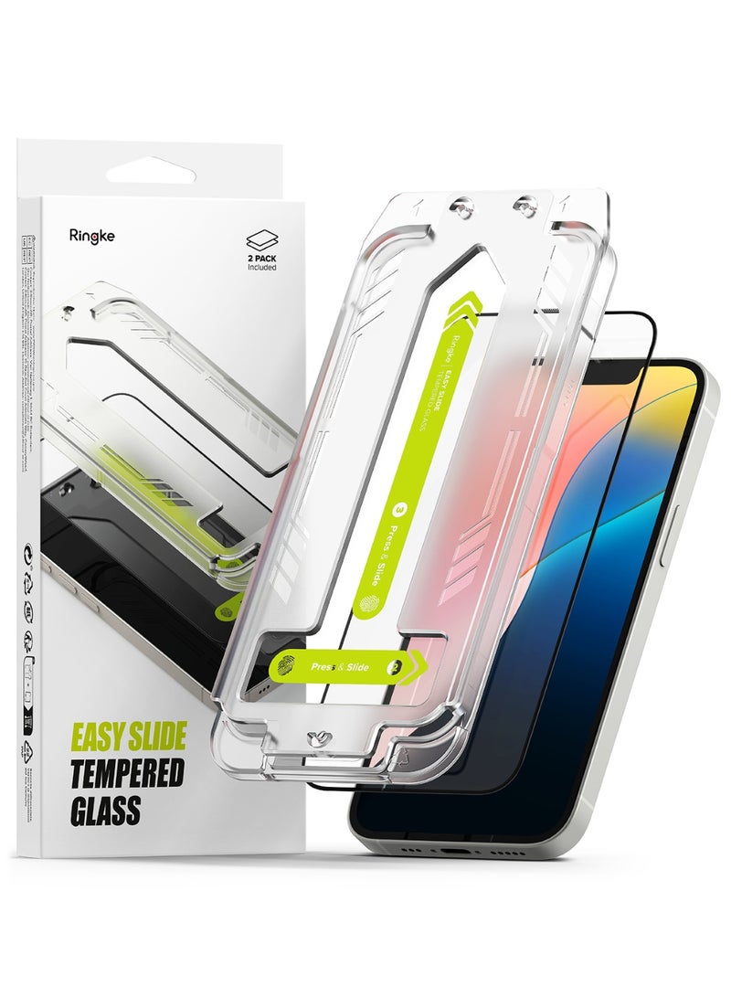 Ringke Easy Slide [Super Easy to Install] Compatible with iPhone 16e / 14 / 13 / 13 Pro Screen Protector, Case Friendly 9H Hardness Tempered Glass with Simple installation Tool - 2 Pack - Image 1