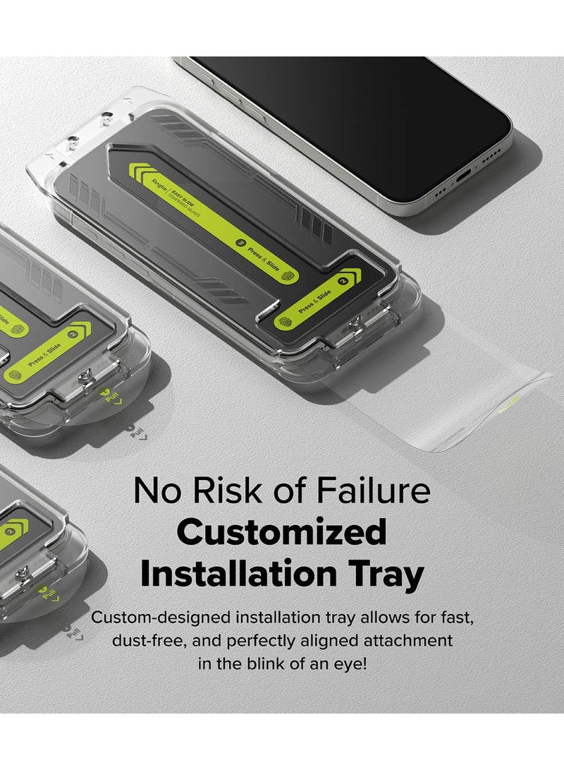 Ringke Easy Slide [Super Easy to Install] Compatible with iPhone 16e / 14 / 13 / 13 Pro Screen Protector, Case Friendly 9H Hardness Tempered Glass with Simple installation Tool - 2 Pack - Image 3