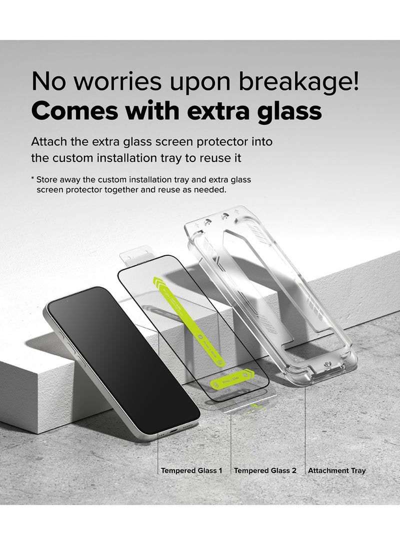 Ringke Easy Slide [Super Easy to Install] Compatible with iPhone 16e / 14 / 13 / 13 Pro Screen Protector, Case Friendly 9H Hardness Tempered Glass with Simple installation Tool - 2 Pack - Image 4