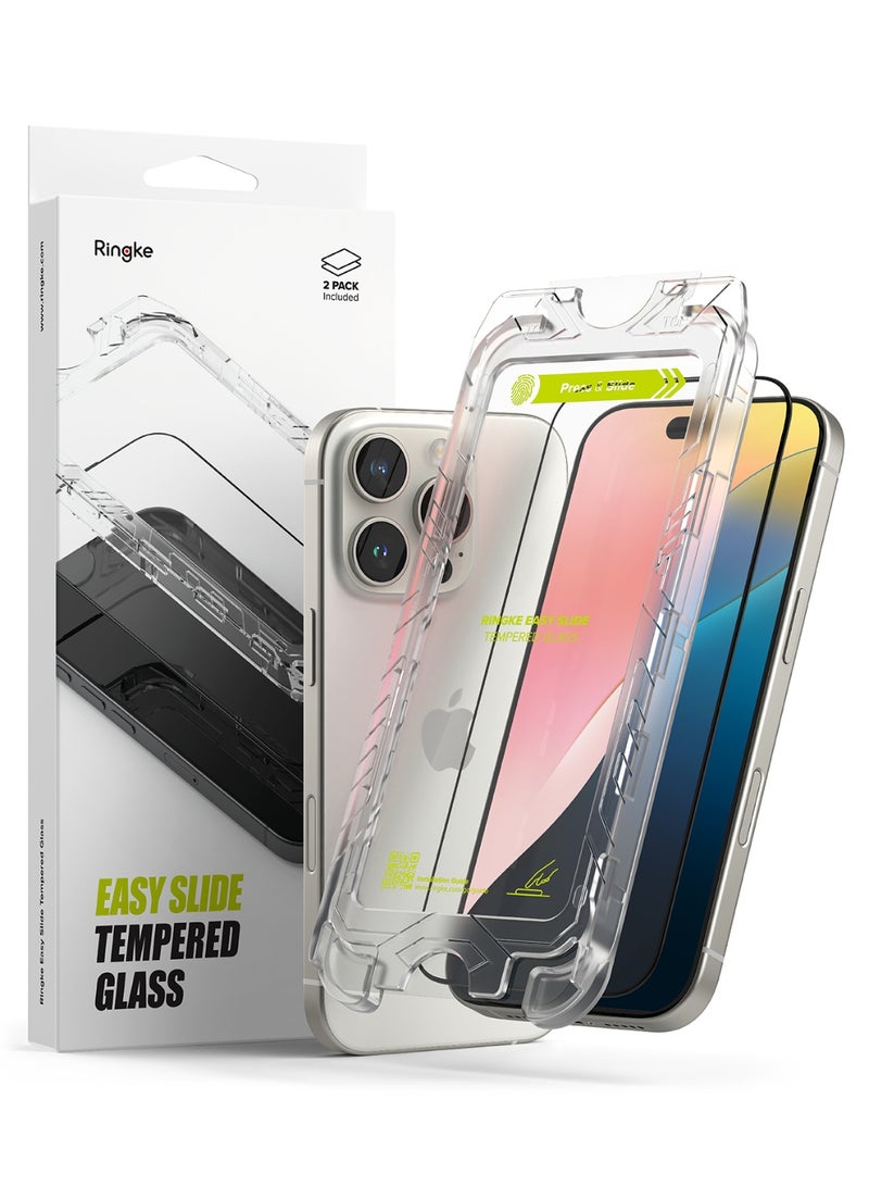 Ringke Easy Slide Tempered Glass [Super Easy to Install] Compatible with iPhone 16 Pro Max Screen Protector, Case Friendly Shatterproof Premium 9H Hardness - 2 Pack - Image 1