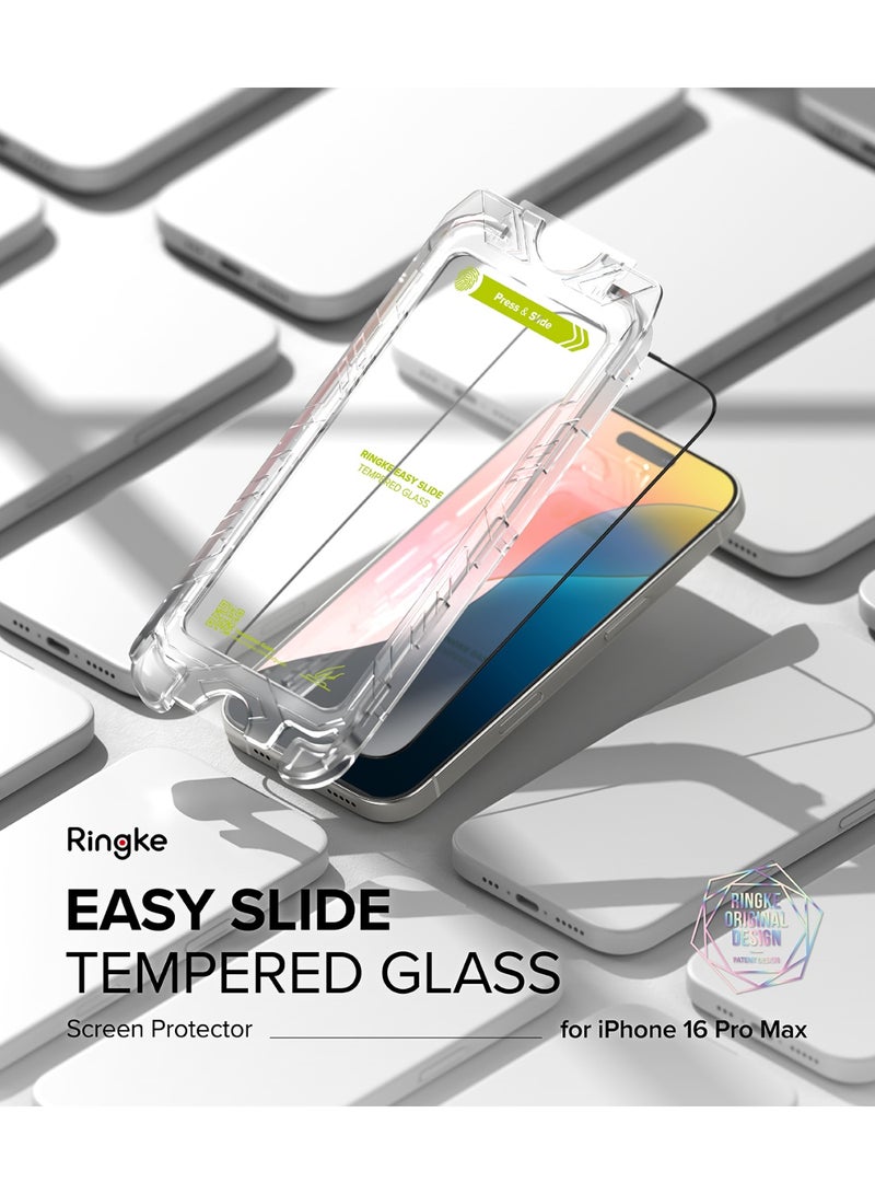 Ringke Easy Slide Tempered Glass [Super Easy to Install] Compatible with iPhone 16 Pro Max Screen Protector, Case Friendly Shatterproof Premium 9H Hardness - 2 Pack - Image 2