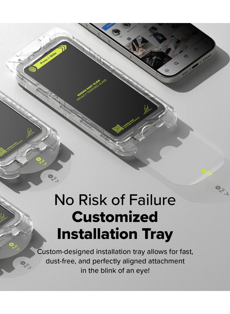 Ringke Easy Slide Privacy Tempered Glass [Anti Spy] Compatible with iPhone 16 Pro Max Screen Protector, Easy to Install Case Friendly Privacy Screen Protector - 2 Pack - Image 4