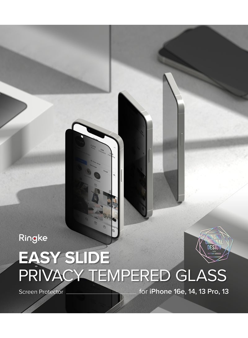 Ringke Easy Slide Privacy [Anti Spy] Compatible with iPhone 16e / 14/13 / 13 Pro Screen Protector, Easy to Install Case Friendly Tempered Glass with Simple installation Tool - 2 Pack - Image 2