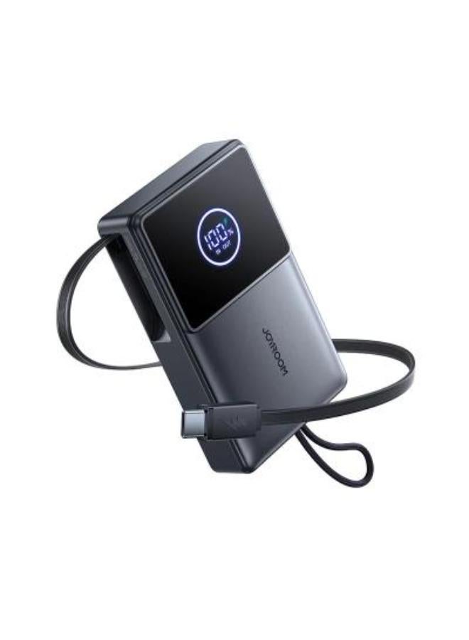 JOYROOM 10000 mAh JOYROOM JR-PR1 Retractable Power Bank – Compact Size, Built-in Cable, 22.5W Fast Charging black - Image 1