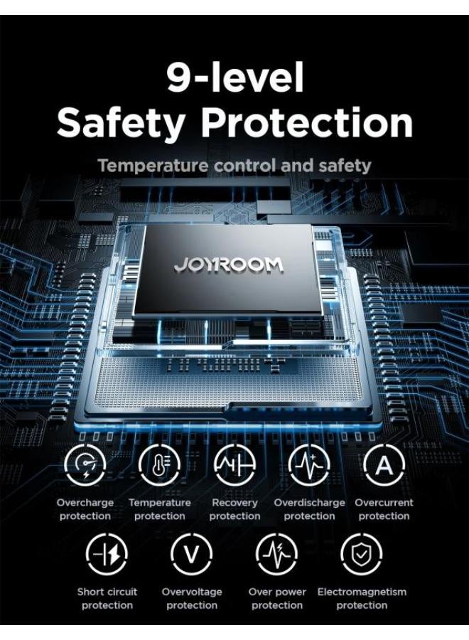 JOYROOM 10000 mAh JOYROOM JR-PR1 Retractable Power Bank – Compact Size, Built-in Cable, 22.5W Fast Charging black - Image 5