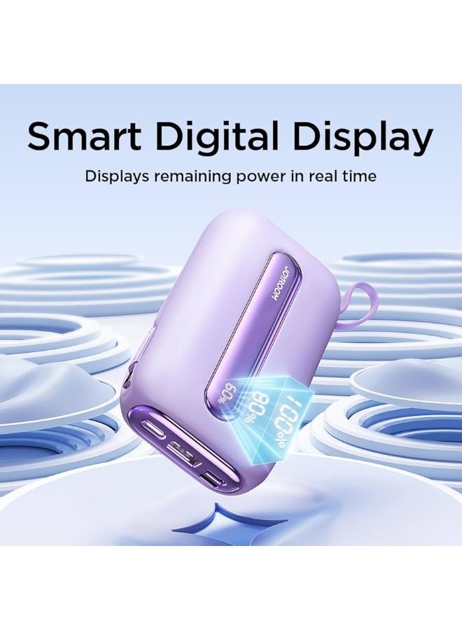 JOYROOM JR-L012 Plus – 20,000 mAh Compact Powerhouse with Dual Built-In Cables, Digital Display & 22.5 W Super-Fast Charging Purple - Image 1