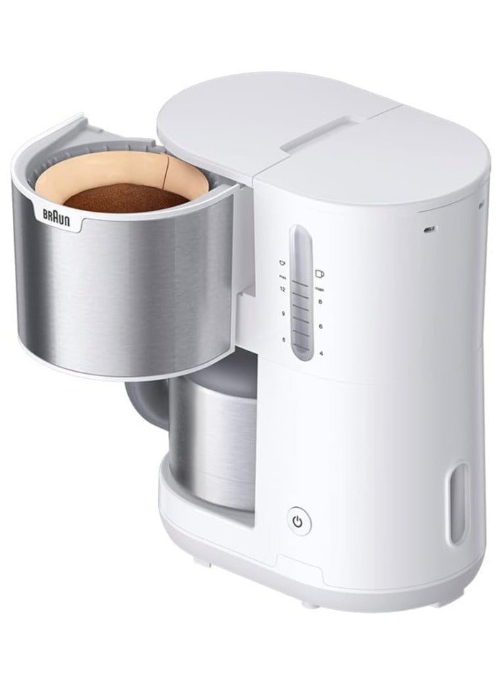 BRAUN Pur Shine KF1505 WH, Coffee Machine with Filter, 1.2L, Stainless Steel, up to 10 Cups, OptiBrew System, Anti-drip Function, Swivel Filter, Automatic Shutdown 1.2 L 1000 W KF1505WH Silver - Image 2