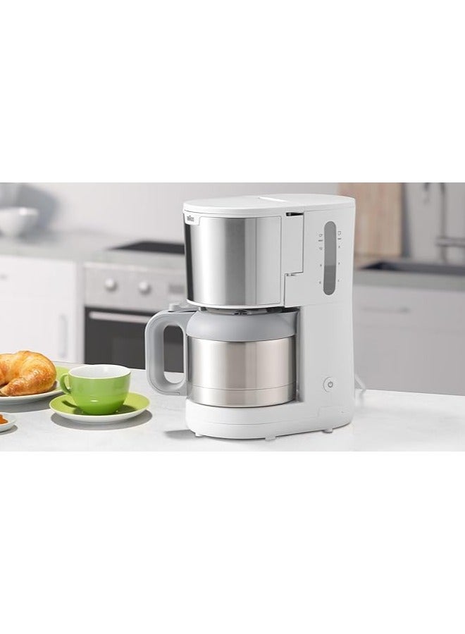 BRAUN Pur Shine KF1505 WH, Coffee Machine with Filter, 1.2L, Stainless Steel, up to 10 Cups, OptiBrew System, Anti-drip Function, Swivel Filter, Automatic Shutdown 1.2 L 1000 W KF1505WH Silver - Image 4
