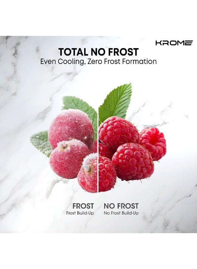 Krome 560L Gross/529L Net Capacity, Side-by-Side Refrigerator, Inverter Compressor, Total No Frost, External LED Display, Water Dispenser, Ice Twister, Crisper Drawer, Fast Freeze & Cooling, Door Alarm, Inox Finish KR-SBS701WIH Inox - Image 5
