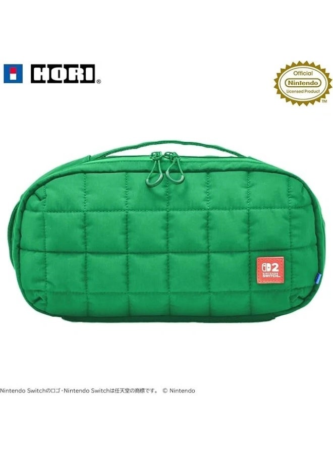 HORI Quilted Medium Pouch case bag for Nintendo Switch 2 Console Green - Image 1