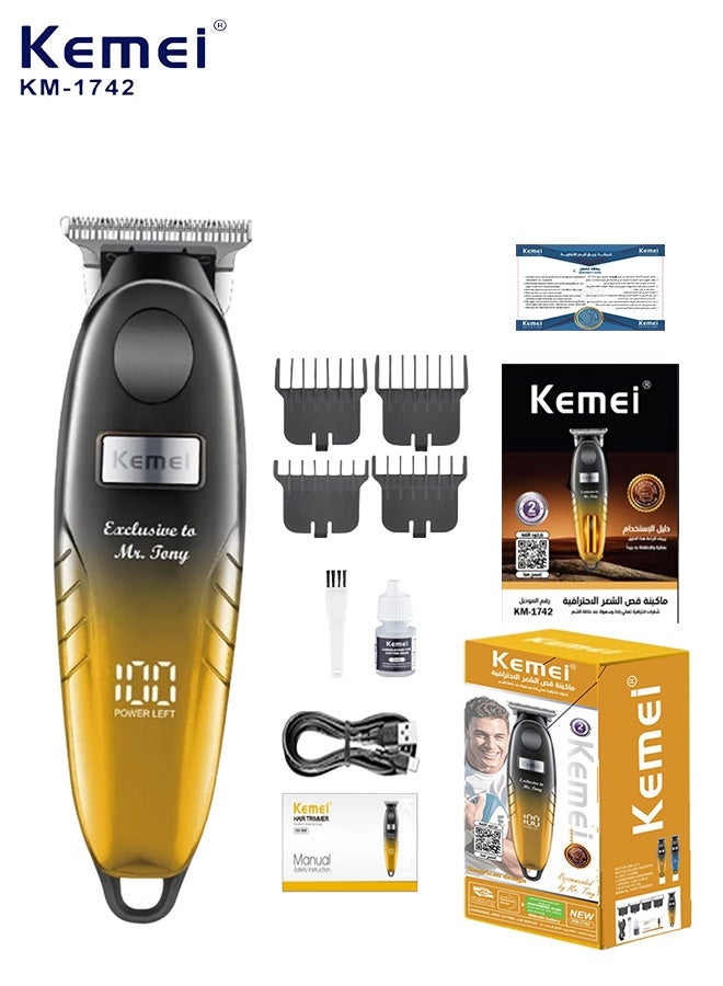 كيمي KM-1742 ماكينة حلاقة احترافية مع محرك عالي السرعة، خطاف من الفولاذ المقاوم للصدأ وشاشة رقمية (الإصدار السعودي) - Image 1