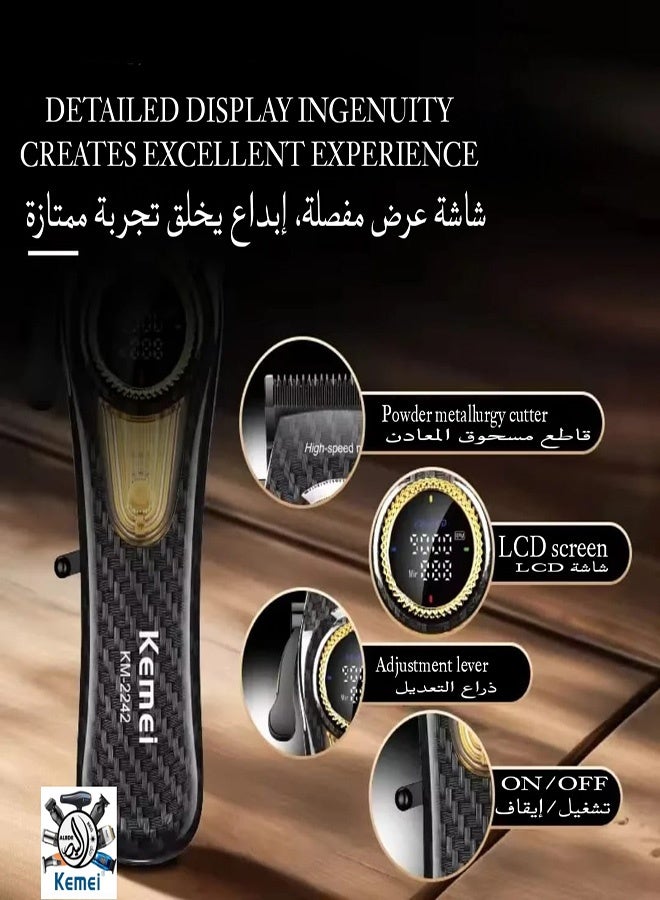 Kemei KM-2242 Professional Hair Clipper for Men, Cordless with LED Display and Charging Base, Hair Trimmer, 9000 RPM Super Torque Motor, Multi-Color (Saudi Version) - Image 3