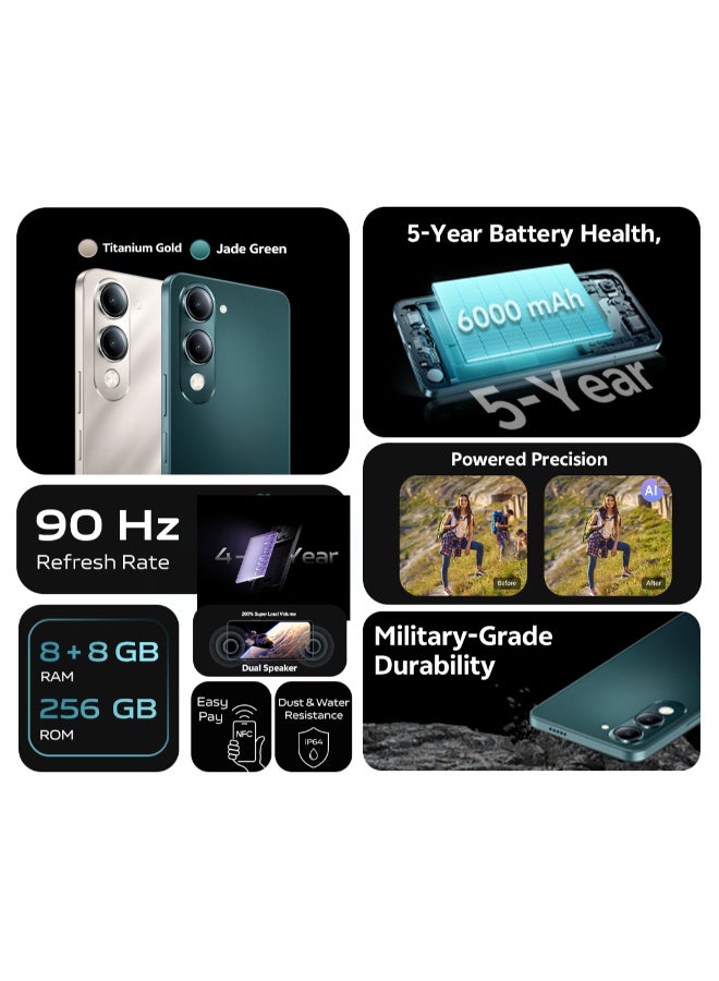 فيفو هاتف Y29T AI 5G ثنائي الشريحة باللون الأخضر 8 جيجابايت RAM 256 جيجابايت مع TWS حصري (شاحن وحافظة داخل صندوق الهاتف) - نسخة الشرق الأوسط - Image 2