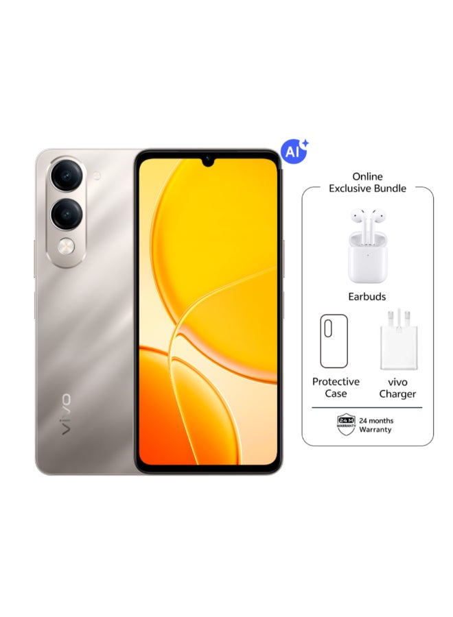 فيفو هاتف Y29T AI 5G ثنائي الشريحة باللون الذهبي 8GB RAM 256GB مع TWS حصري (شاحن وحافظة داخل صندوق الهاتف) - نسخة الشرق الأوسط - Image 1