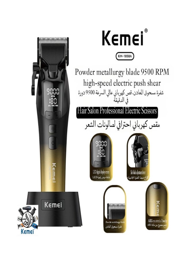 Kemei KM-1858A Professional Cordless Hair Clipper - Newly Upgraded 4600mAh Lithium Battery, Multi-Speed Charging Base Up to 9000RPM, Digital Display, Up to 6 Hours Continuous Use (Saudi Version) - Image 3
