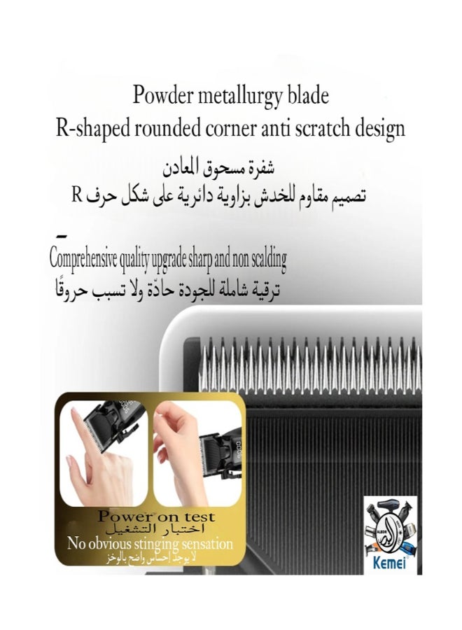 Kemei KM-1858A Professional Cordless Hair Clipper - Newly Upgraded 4600mAh Lithium Battery, Multi-Speed Charging Base Up to 9000RPM, Digital Display, Up to 6 Hours Continuous Use (Saudi Version) - Image 5