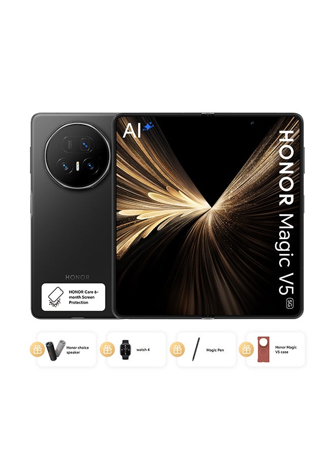 هونور Magic V5 16GB RAM 512GB Black Bundle With Honor Choice Speaker, Honor Watch 4, Magic Pen, Premium Magic V5 Case And 6 Month Screen Insurance - Middle East Version - Image 1