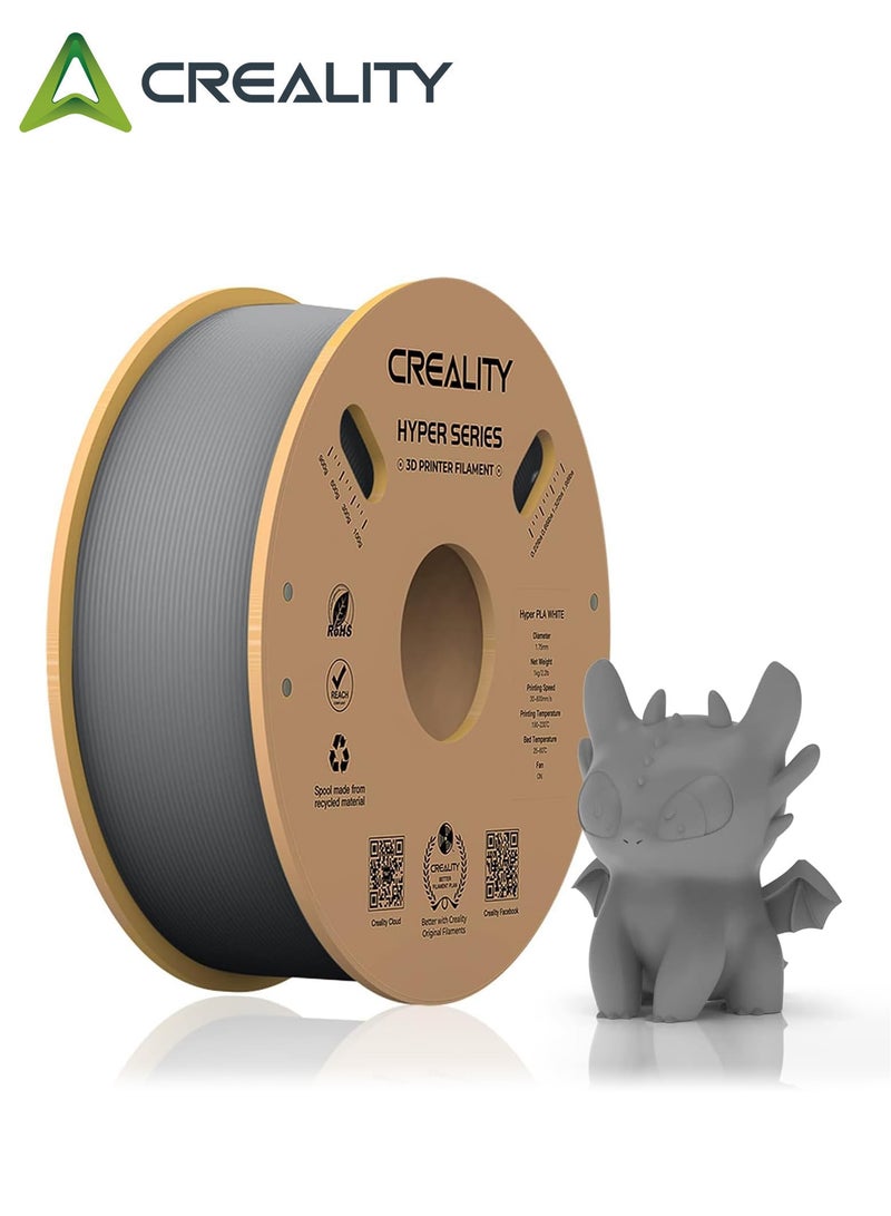 كريليتي 3D Official Creality Hyper PLA Filament 1.75mm, High Speed PLA 30-600mm/s 3D Printer Filament, Dimensional Accuracy +/-0.02mm, Fit Most FDM 3D Printers, 1KG(2.2lbs) Spool Hyper PLA-Grey 1KG - Image 1