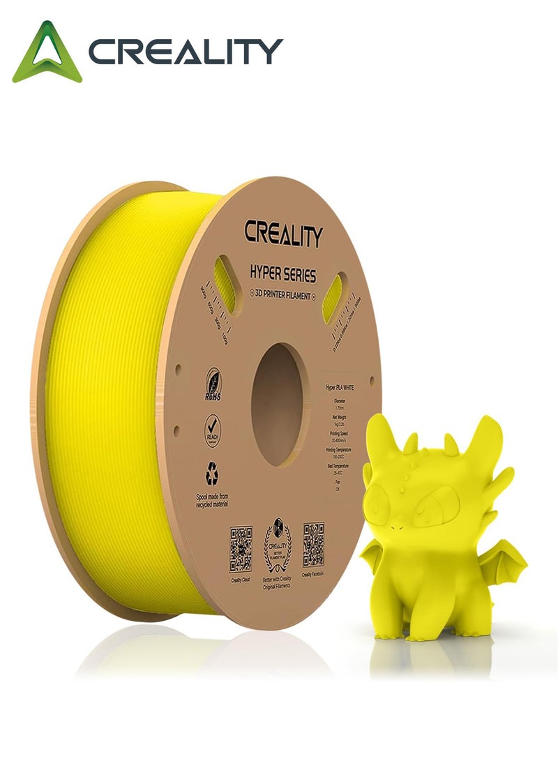 كريليتي 3D Official Creality Hyper PLA Filament 1.75mm, High Speed 30-600mm/s 3D Printer Filament PLA, Dimensional Accuracy +/-0.02mm, Fit Most FDM 3D Printers, 1KG(2.2lbs) Spool Hyper PLA-Yellow 1kg - Image 1