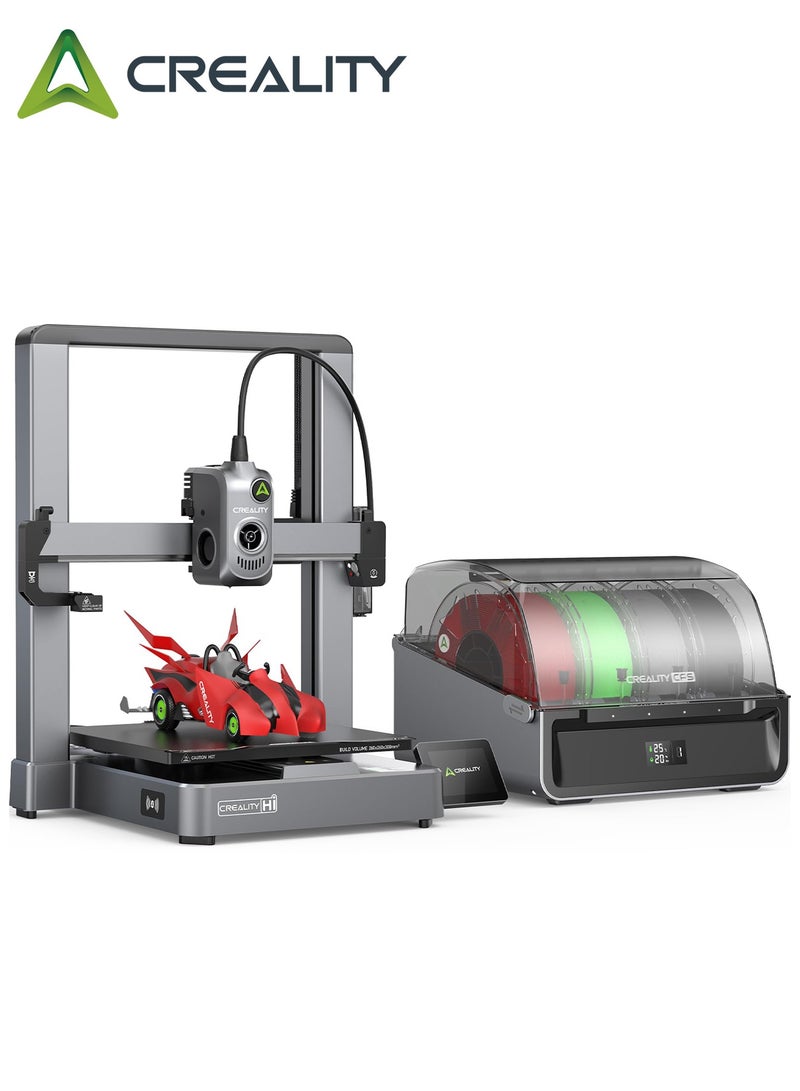 Creality 3D Hi Combo 3D Printer, Multi Color 3D Printer with CFS, 500mm/s High Speed Auto-Leveling Automatic Filament Reading Clog-Free Extruder 95% Pre-Assemble All-Metal Body 10.24×10.24×11.81inch Hi Combo-Black - Image 1