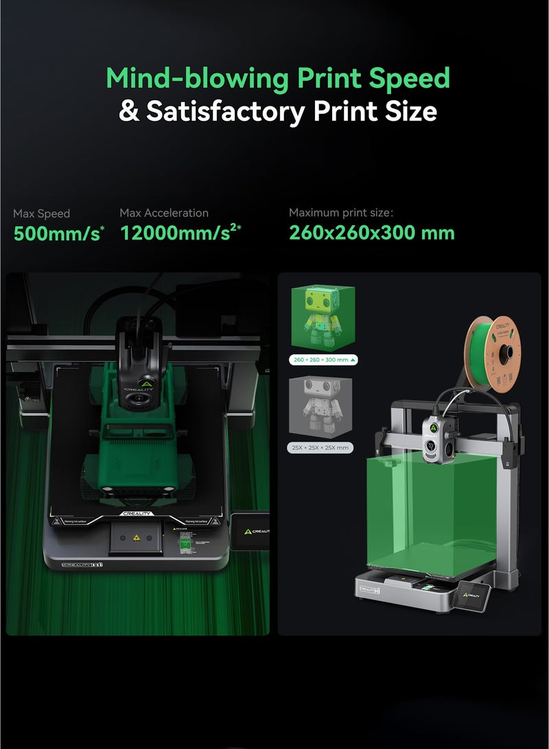 Creality 3D Hi Combo 3D Printer, Multi Color 3D Printer with CFS, 500mm/s High Speed Auto-Leveling Automatic Filament Reading Clog-Free Extruder 95% Pre-Assemble All-Metal Body 10.24×10.24×11.81inch Hi Combo-Black - Image 5