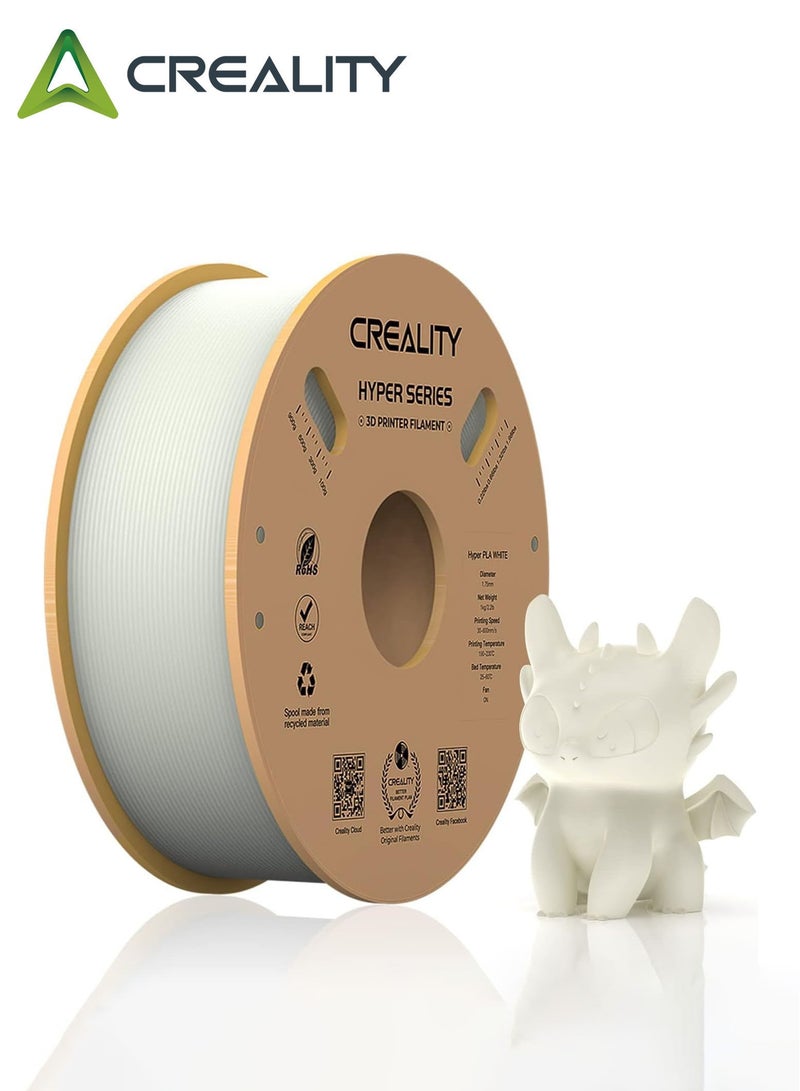كريليتي 3D Official Creality Hyper PLA Filament 1.75mm, High Speed PLA 30-600mm/s 3D Printer Filament, Dimensional Accuracy +/-0.02mm, Fit Most FDM 3D Printers，1KG(2.2lbs) Spool White Hyper PLA-White-1KG - Image 1