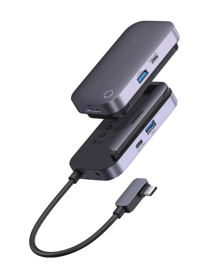 Baseus Hub 4-in-1 Baseus PadJoy Series USB-C to USB 3.0 + HDMI + USB-C PD + Jack 3.5 mm Dark Grey - Image 1