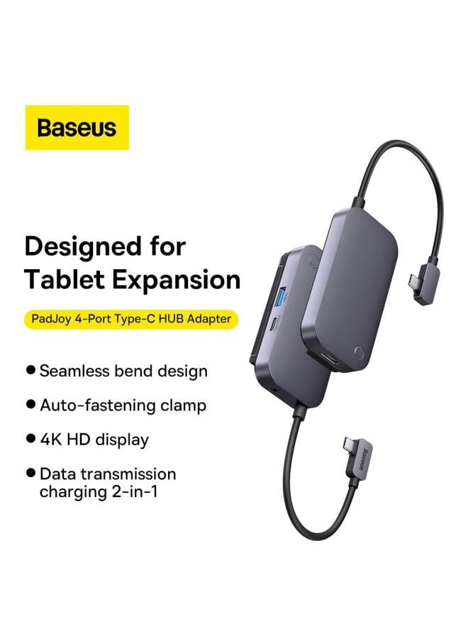 Baseus Hub 4-in-1 Baseus PadJoy Series USB-C to USB 3.0 + HDMI + USB-C PD + Jack 3.5 mm Dark Grey - Image 2