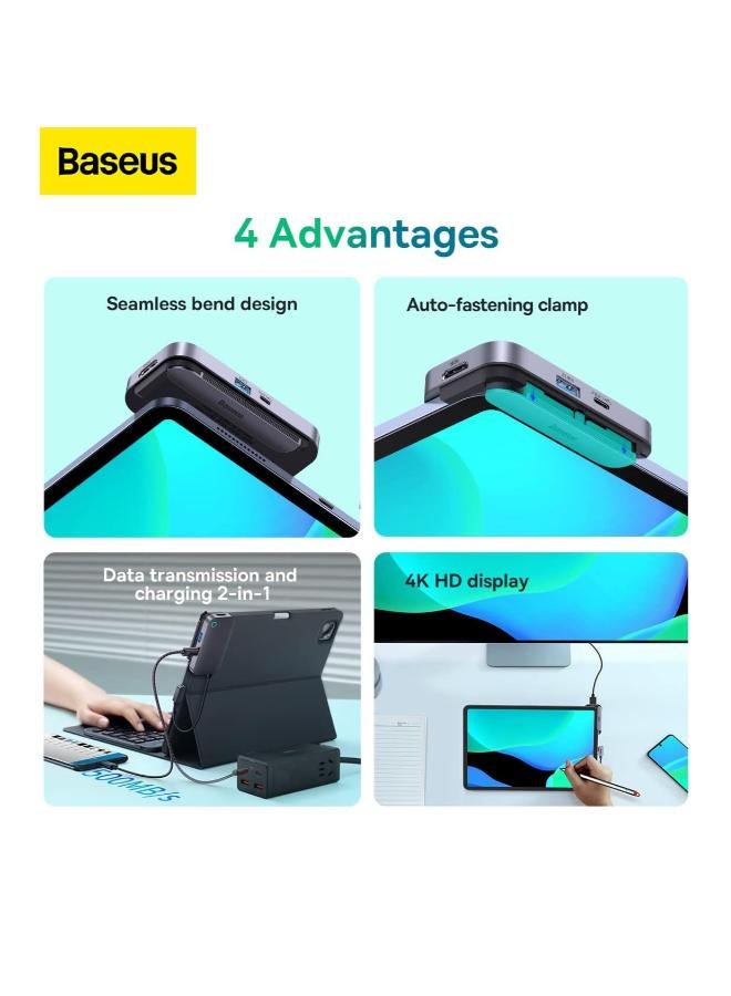 Baseus Hub 4-in-1 Baseus PadJoy Series USB-C to USB 3.0 + HDMI + USB-C PD + Jack 3.5 mm Dark Grey - Image 3