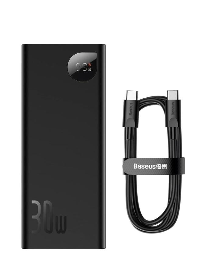 Baseus Power Bank Adaman Metal Digital Display Fast charge C+U+U (with C+C cable 50cm 60W(20V/3A) 30W, 20000 mAh black - Image 1