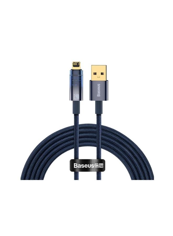 Baseus Explorer Series AuTo Power-Off Fast Charging Data Cable USB To Lightning (2.4A - 2m) blue - Image 1