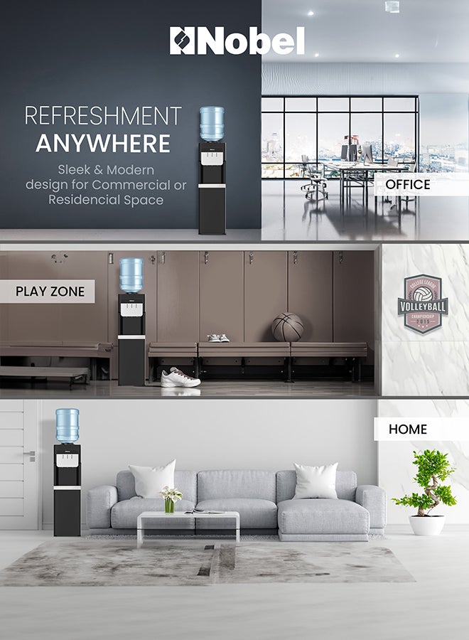 نوبل موزع مياه نوبل مع صانع ثلج، 3 صنابير للمياه الساخنة والعادية والباردة، خزان من الفولاذ المقاوم للصدأ، قفل للأطفال، 10-15 كجم ثلج/يوم، طاقة 700 واط – NWD900IM - Image 5