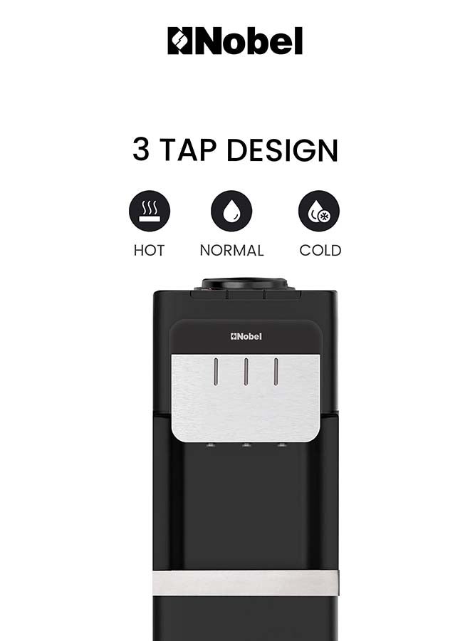 Nobel Water Dispenser with Ice Maker, 3 Taps Hot Normal Cold, Stainless Steel Tank, Child Lock, 10-15kg Ice/Day, 700W Power – (1 Year Warranty) NWD900IM black - Image 3