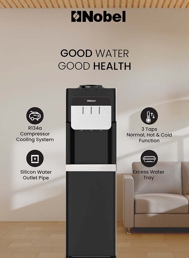 Nobel Water Dispenser with Ice Maker, 3 Taps Hot Normal Cold, Stainless Steel Tank, Child Lock, 10-15kg Ice/Day, 700W Power – (1 Year Warranty) NWD900IM black - Image 4