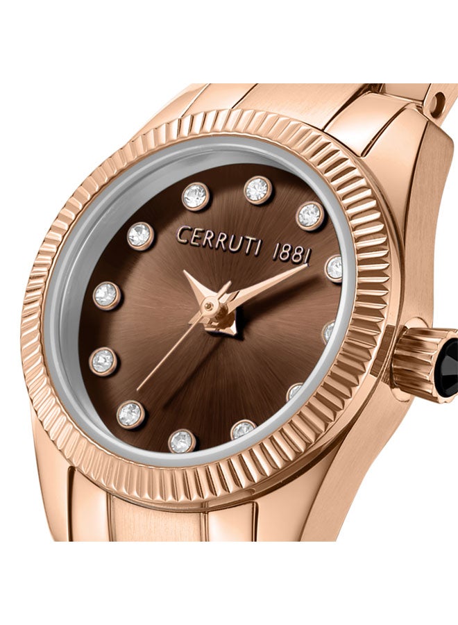 CERRUTI 1881 Women's Endine 19mm Brown Dial Stainless Steel Bracelet Analog Watch For Women - Image 4