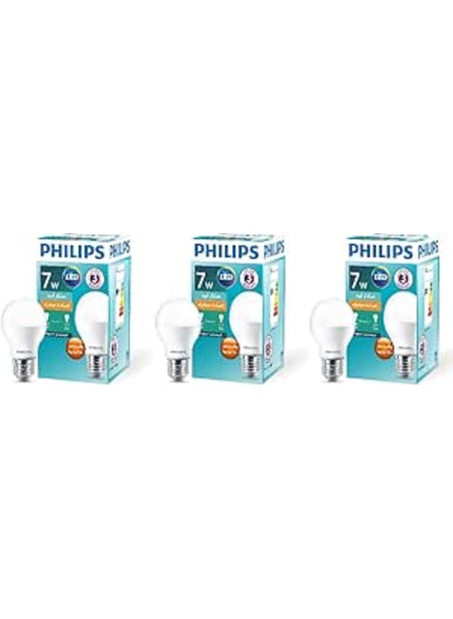 فيليبس Philips 7W E27 Star LED Bulb Yellow - 3000K - 3 Pieces