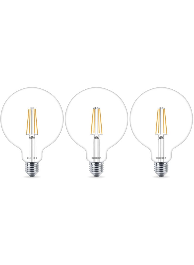 PHILIPS LED Bulb Classic G120 Dimmable, E27, Filament, Edison Vintage, 6 Watt, 806 Lumen (3 Pieces) - Image 1