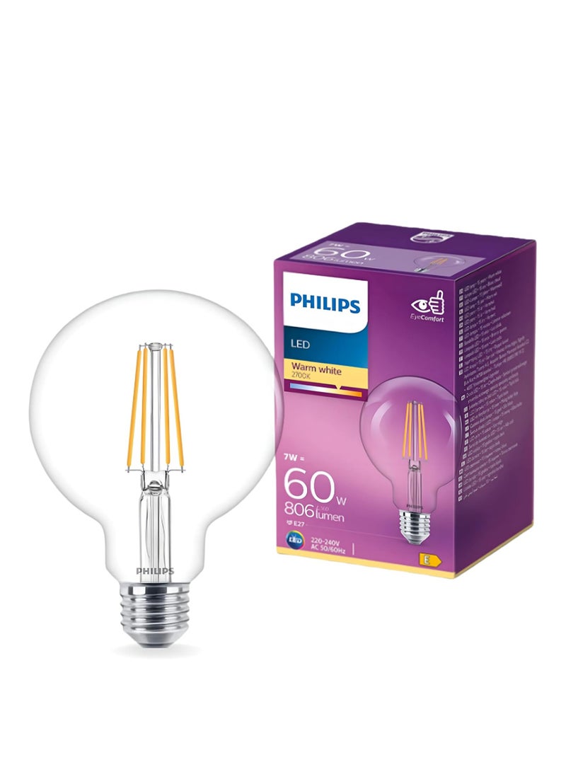 PHILIPS LED Bulb Classic G120 Dimmable, E27, Filament, Edison Vintage, 6 Watt, 806 Lumen (3 Pieces) - Image 2