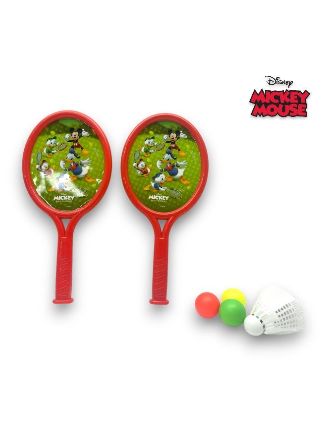 ديزني مجموعة مضارب ميكي ماوس للأطفال – 2 مضرب مع كرات وكرة ريشة – مجموعة ألعاب خارجية متعددة الألوان - Image 1